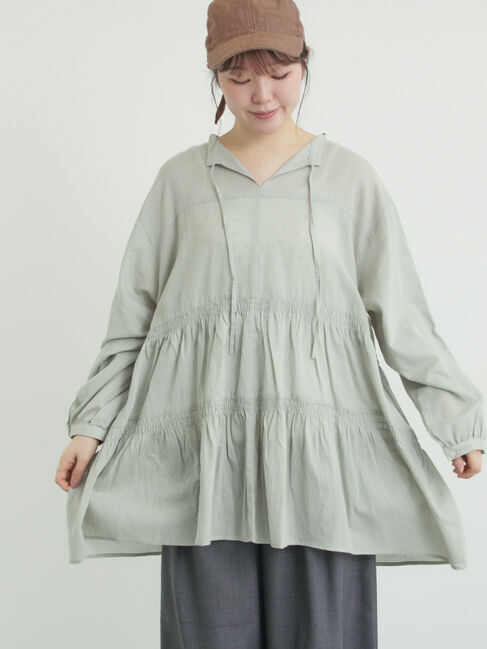 Samansa Mos2「2WAYシアーティアードチュニック」|シャツ・ブラウス|ミント