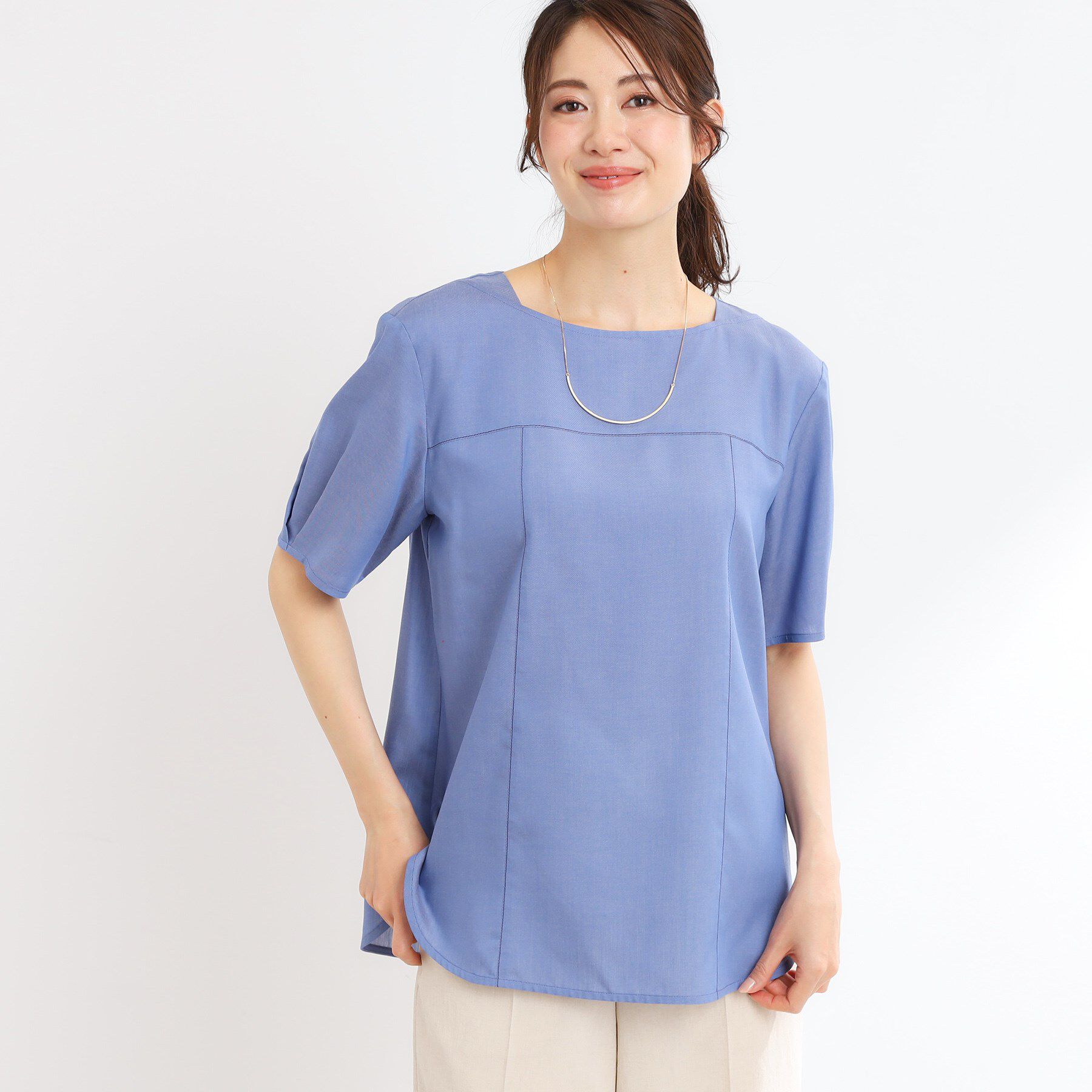 Reflect「【マシンウォッシュ可】デニム調プルオーバーブラウス」|シャツ・ブラウス|