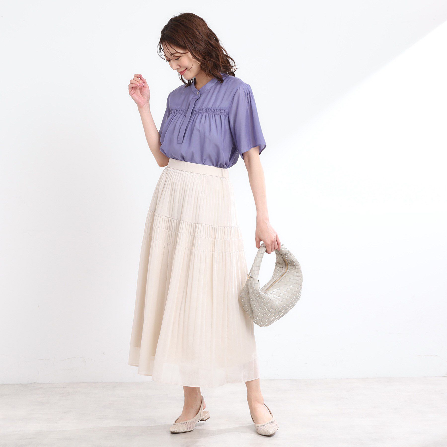 Reflect「【選べる5色◎／マシンウォッシュ可】シャーリングデザインブラウス」|シャツ・ブラウス|