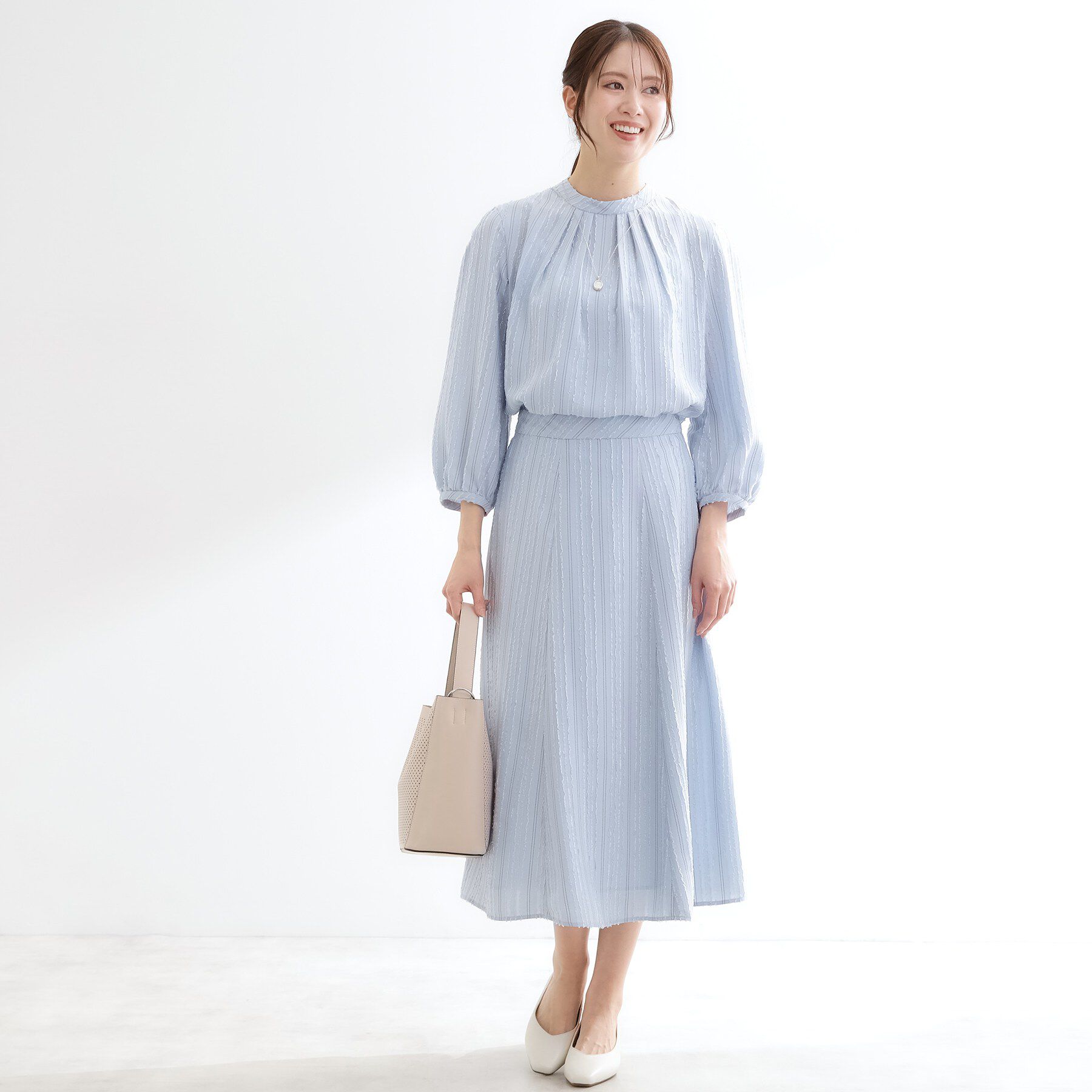 Reflect「【セットアップ可】ストライプ柄ジャカードブラウス」|シャツ・ブラウス|