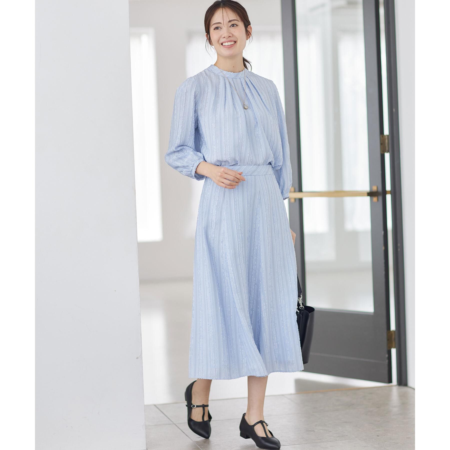 Reflect「【セットアップ可】ストライプ柄ジャカードブラウス」|シャツ・ブラウス|