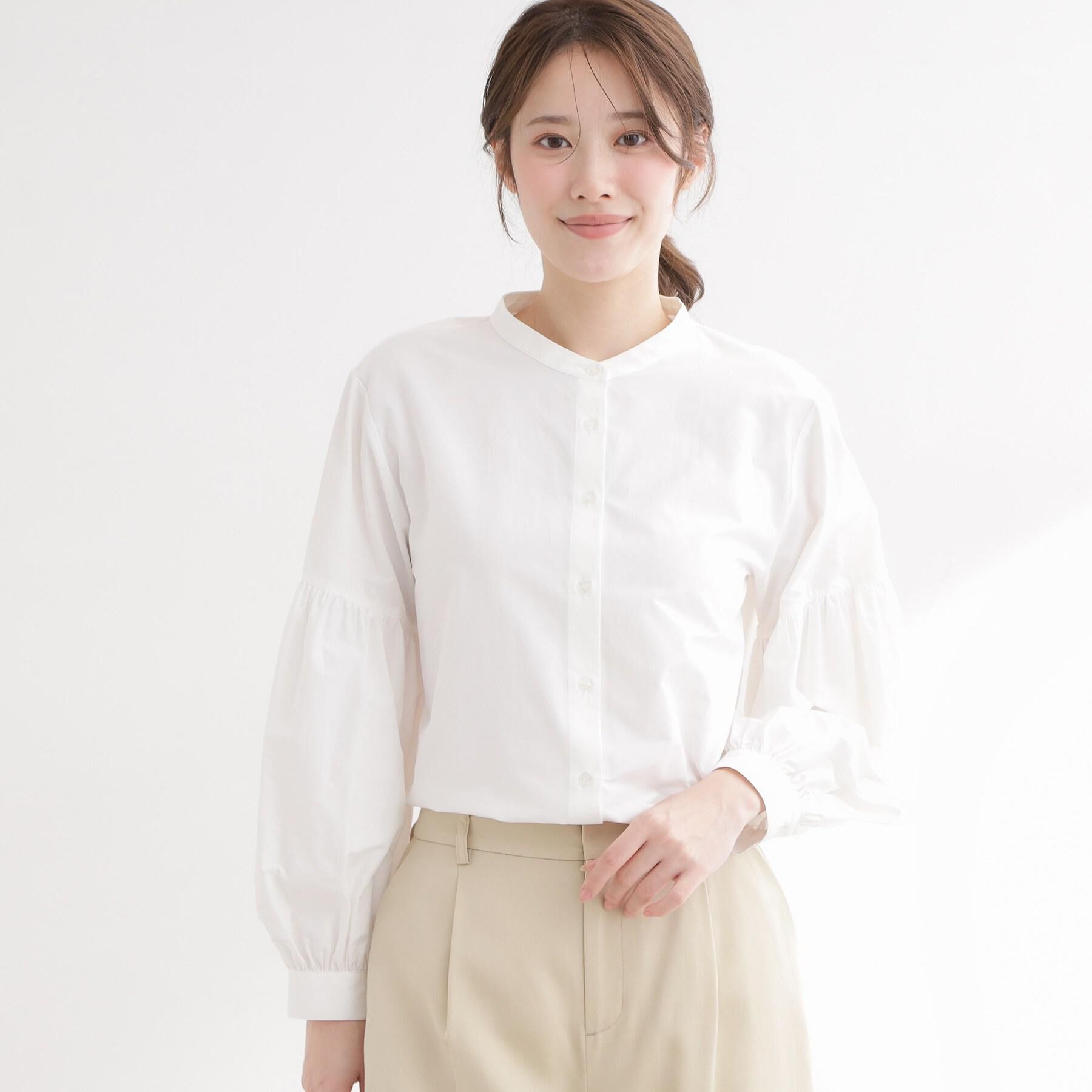 Reflect「【レイヤードにおすすめ◎】バンドカラーボリュームスリーブシャツ」|シャツ・ブラウス|