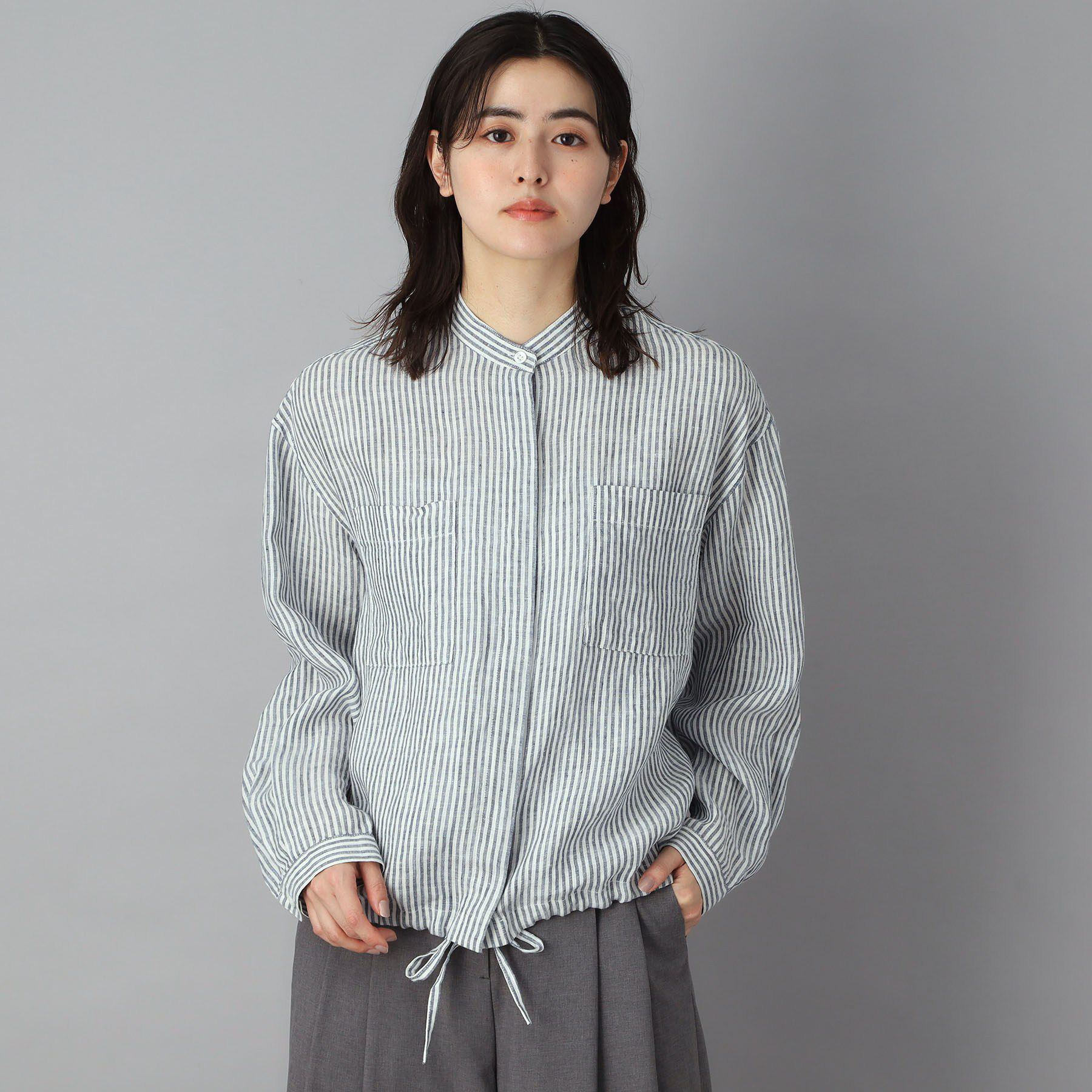 DRESSTERIOR「ストライプリネン ドロストシャツ」|シャツ・ブラウス|