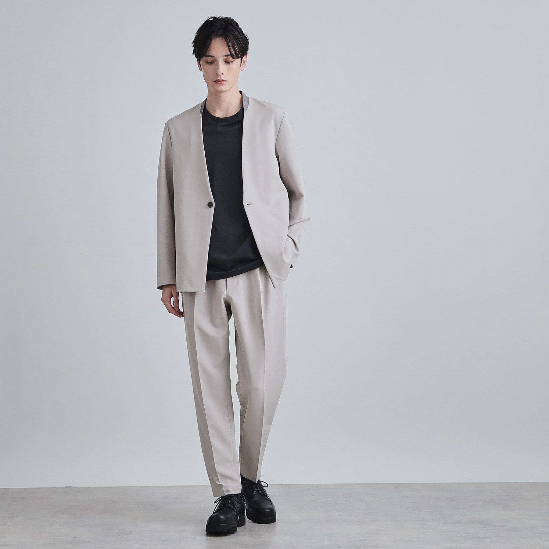 tk.TAKEO KIKUCHI「【セットアップ対応】360度ストレッチノーカラージャケット」|ノーカラージャケット|