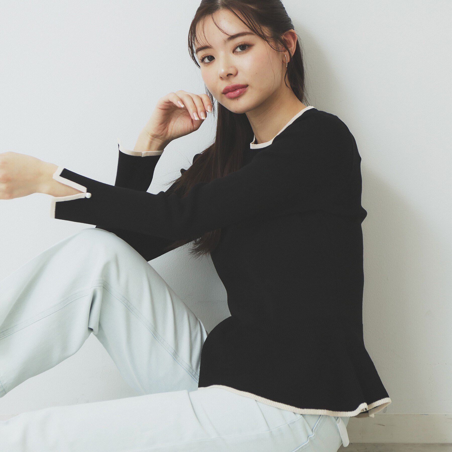 index「バイカラーペプラムニット【洗濯機洗い可】」|ニット・セーター|