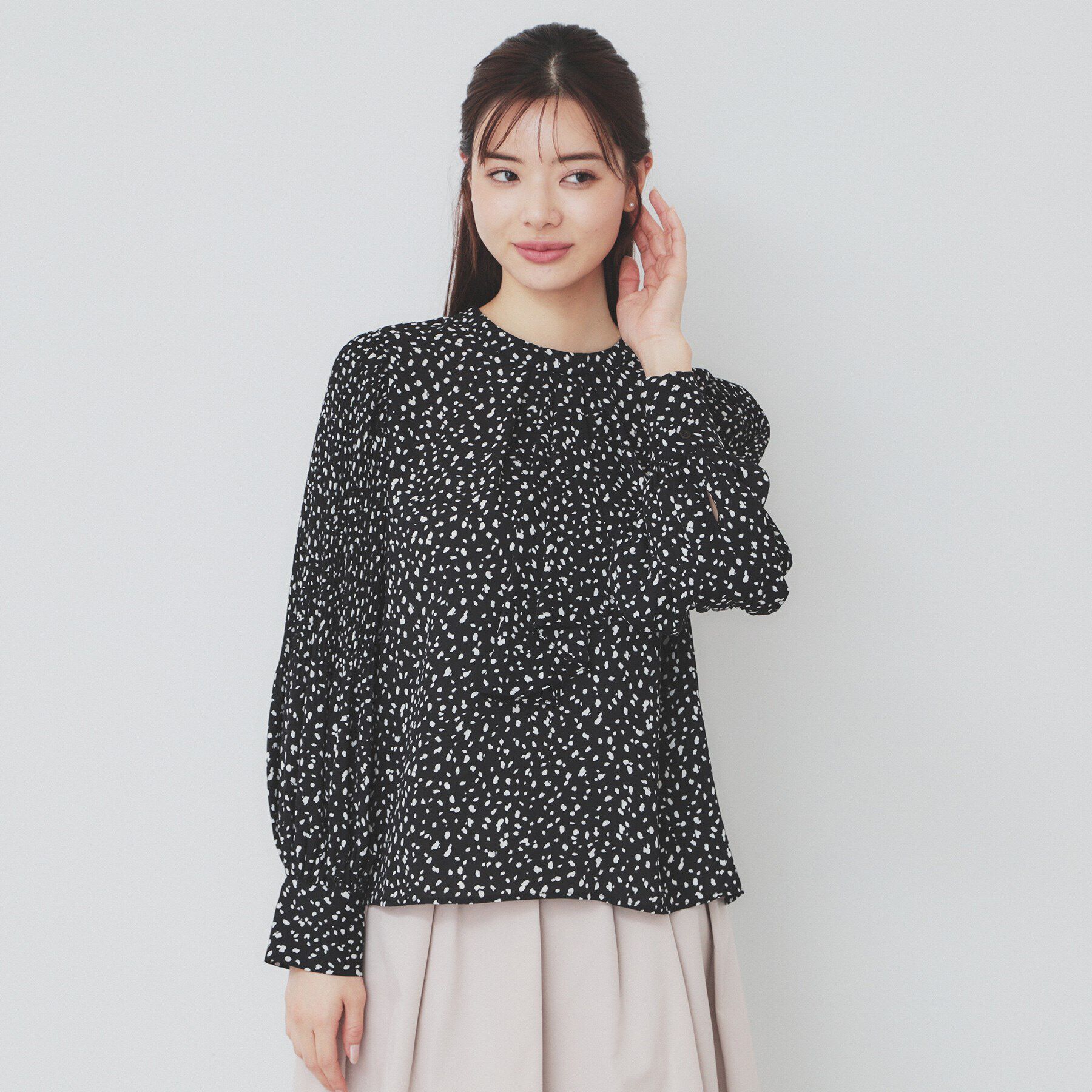 index「ボウタイプリーツスリーブ柄アソートブラウス【洗濯機可・イージーアイロン】」|シャツ・ブラウス|