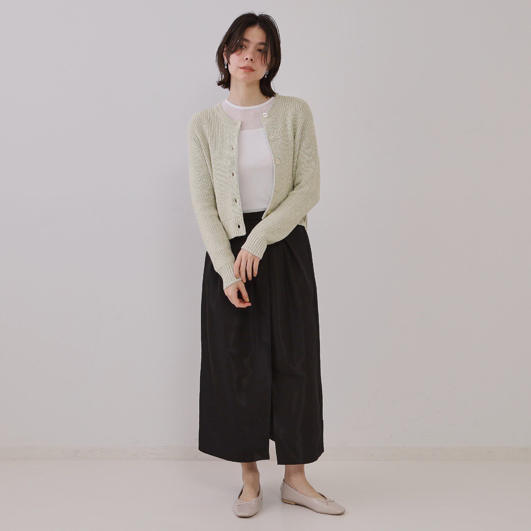 OPAQUE.CLIP「ラメヤーンニットカーディガン【洗濯機洗い可】」|カーディガン|