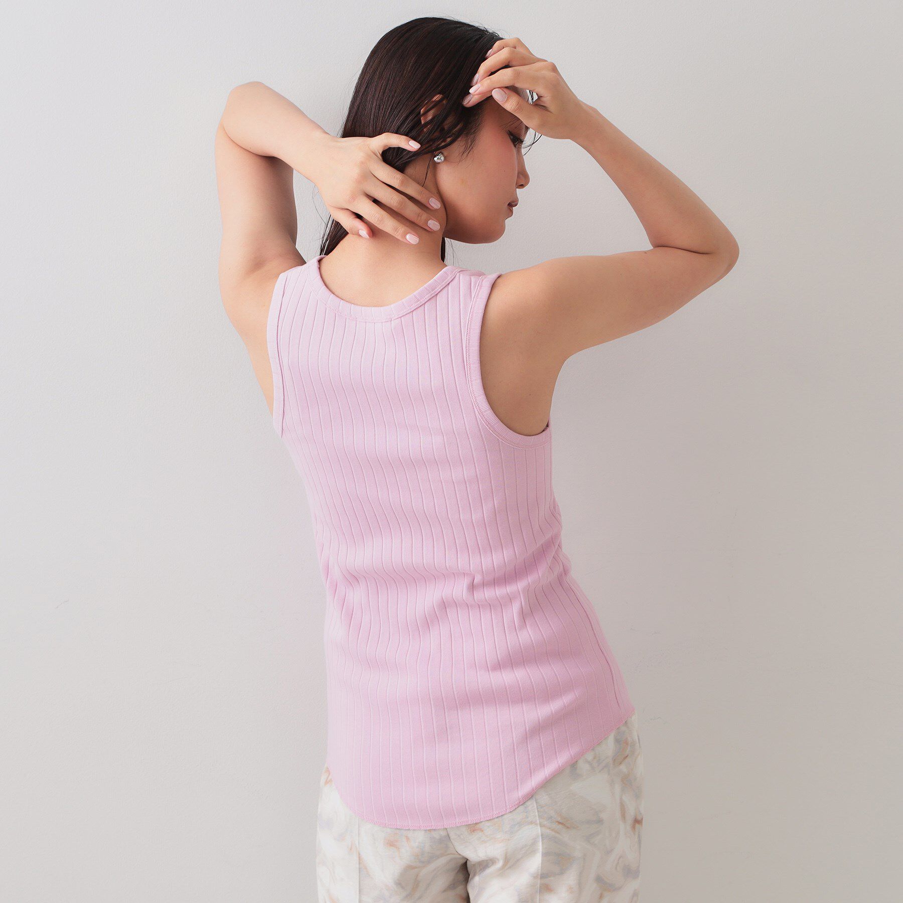 OPAQUE.CLIP「ワイドリブタンクトップ【洗濯機洗い可】」|キャミソール|