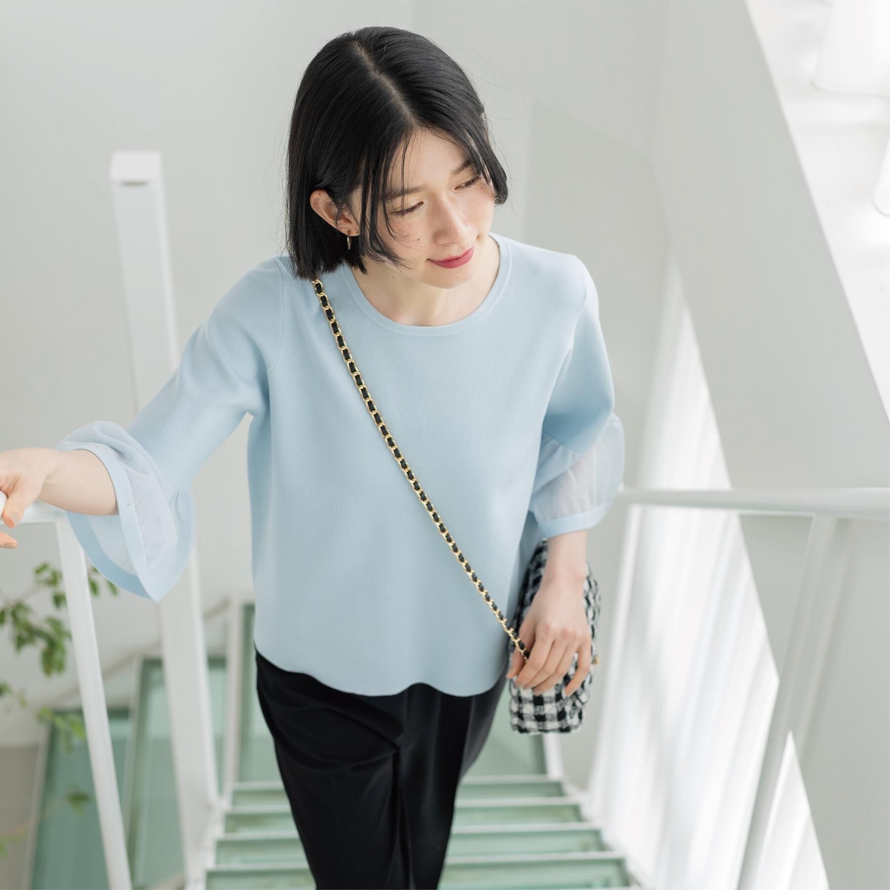 OPAQUE.CLIP「シアーフレアスリーブニット【洗濯機OK/抗ピル】」|ニット・セーター|