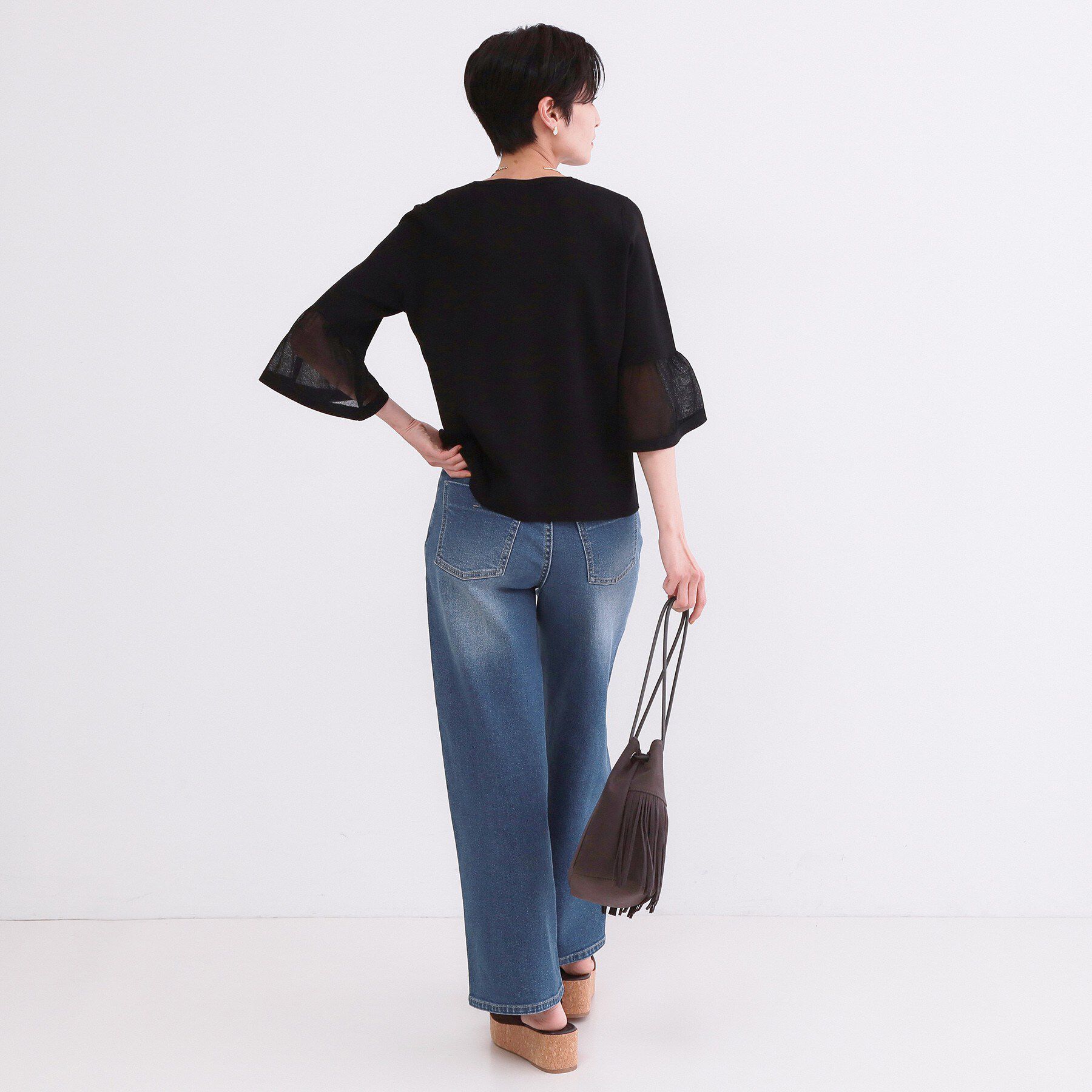 OPAQUE.CLIP「シアーフレアスリーブニット【洗濯機OK/抗ピル】」|ニット・セーター|