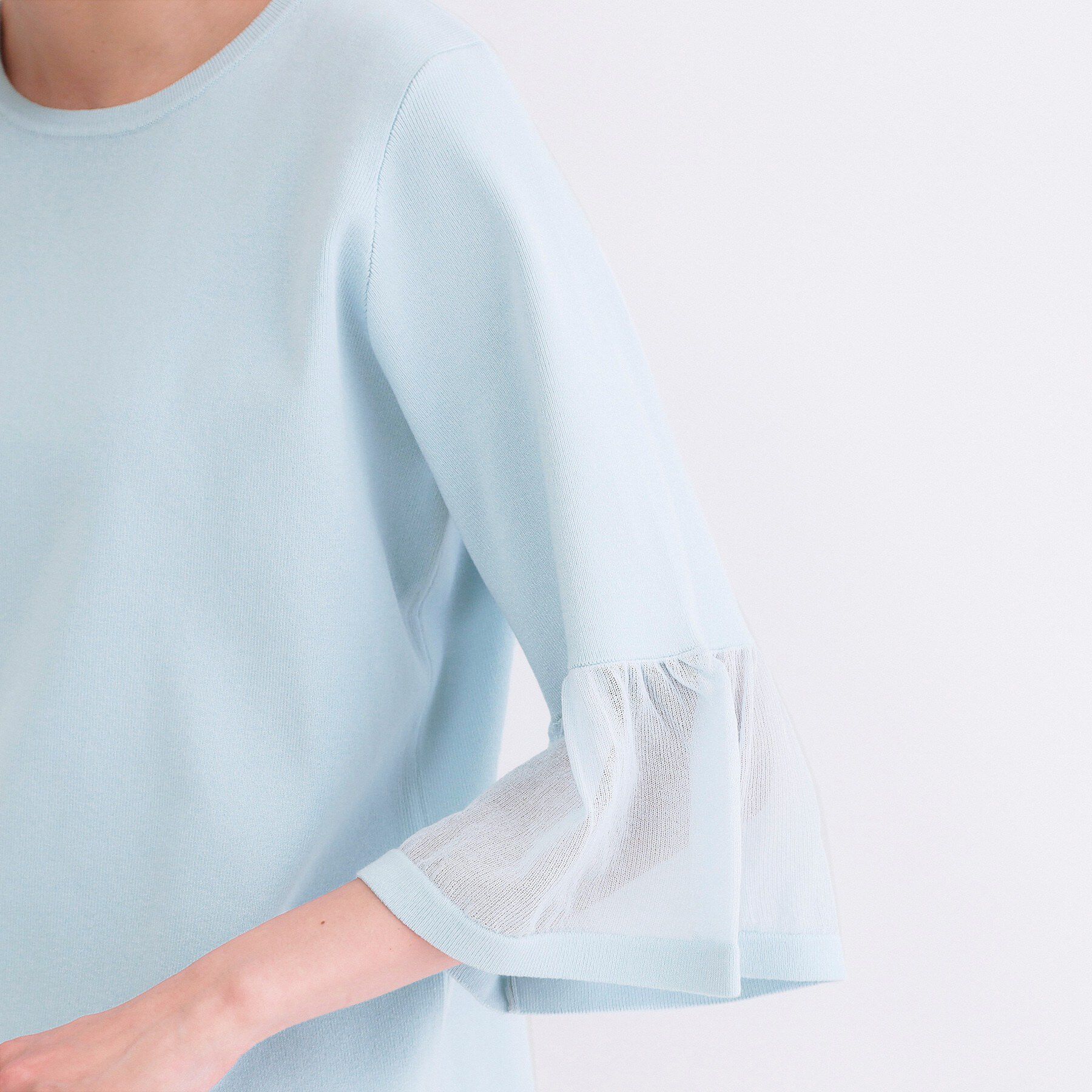 OPAQUE.CLIP「シアーフレアスリーブニット【洗濯機OK/抗ピル】」|ニット・セーター|