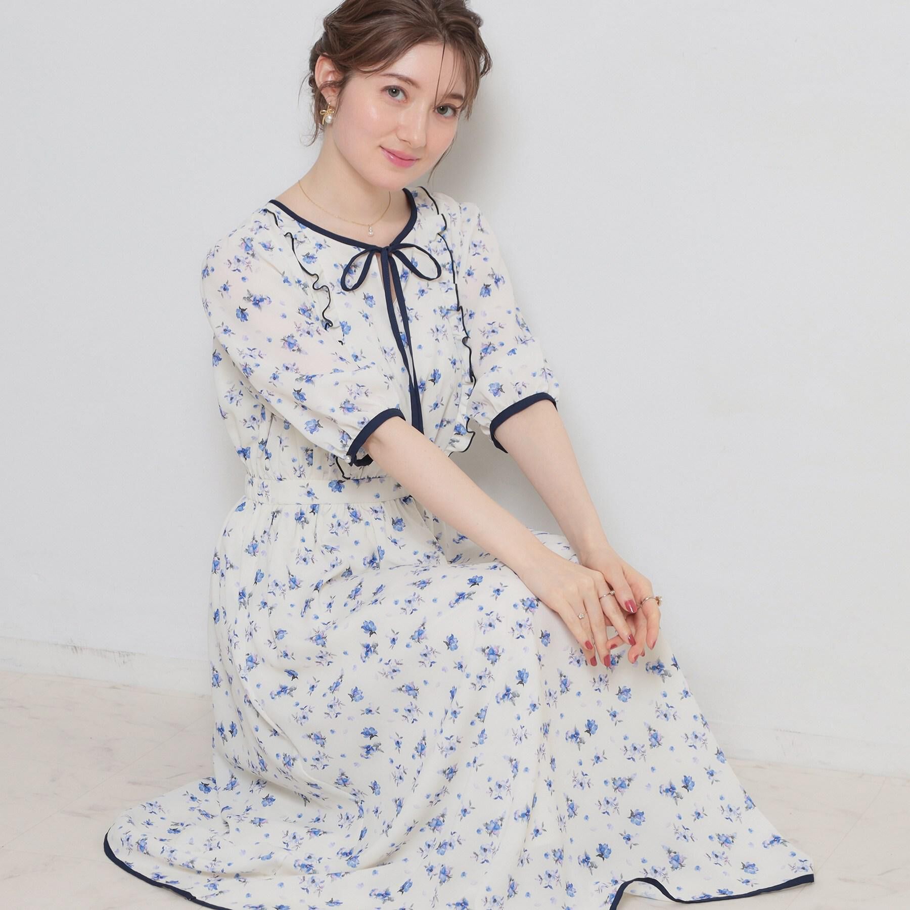 Couture broach「【着映え】水彩フラワーワンピース」|ワンピース|