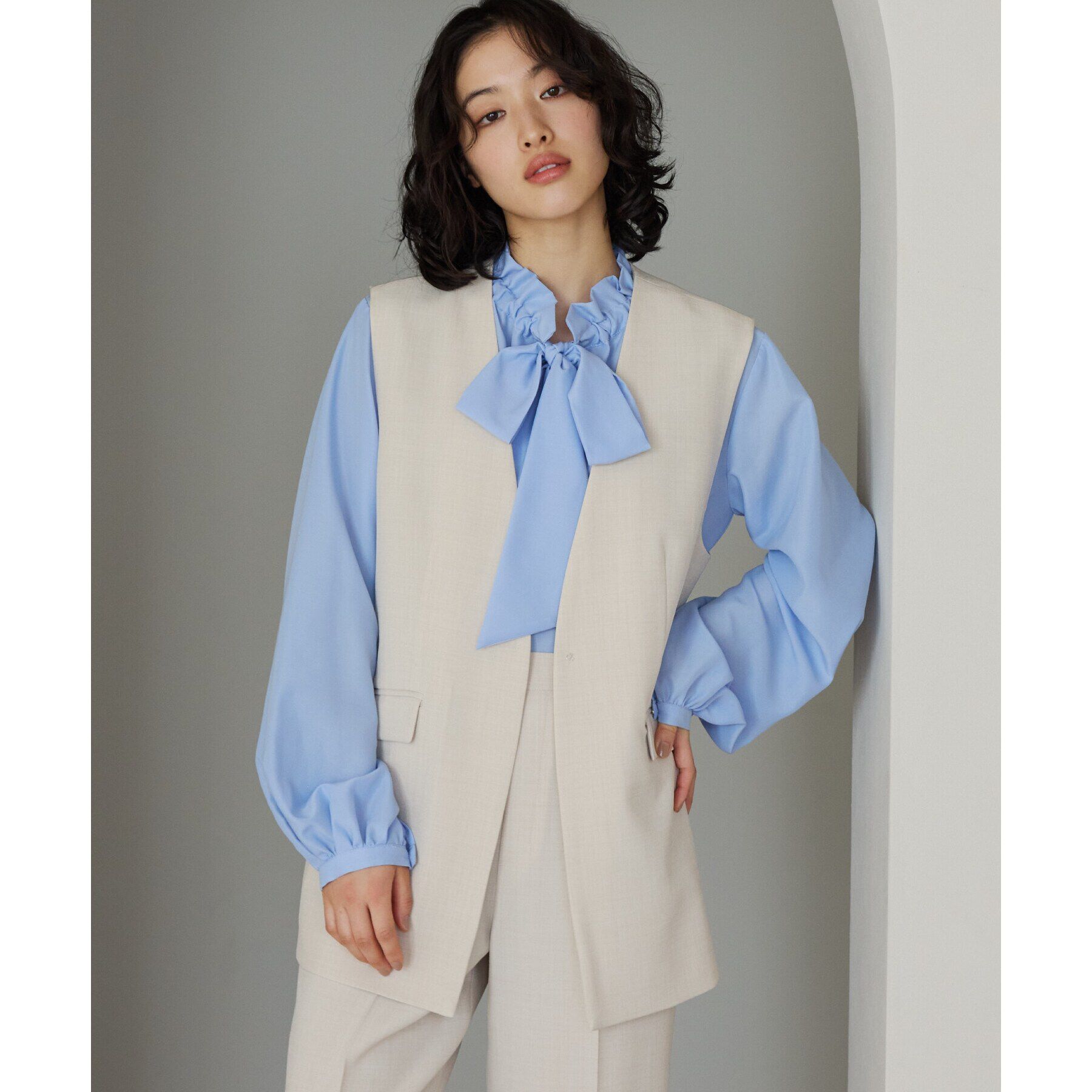 THE SHOP TK「【セットアップ可】リサイクルシャークスキンジレ/洗える」|ベスト・ジレ|