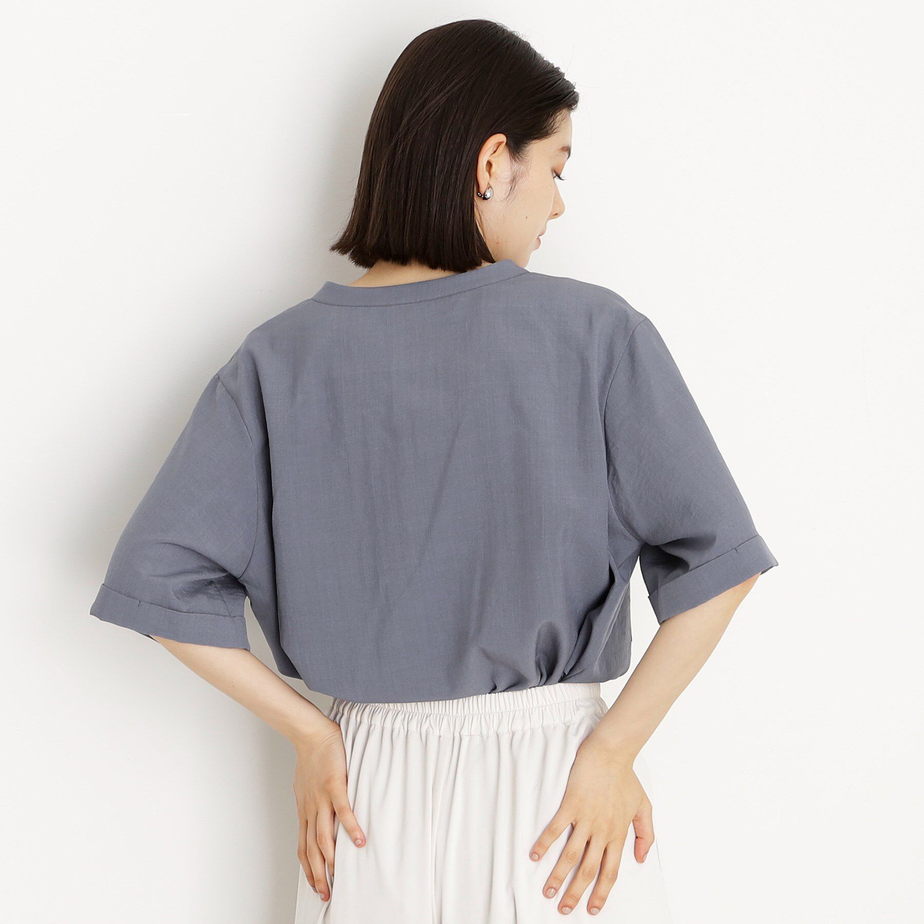 THE SHOP TK「【秋色入荷/インしなくても決まる】ダブルポケット5分袖シャツ/体型カバー／洗濯機OK」|シャツ・ブラウス|