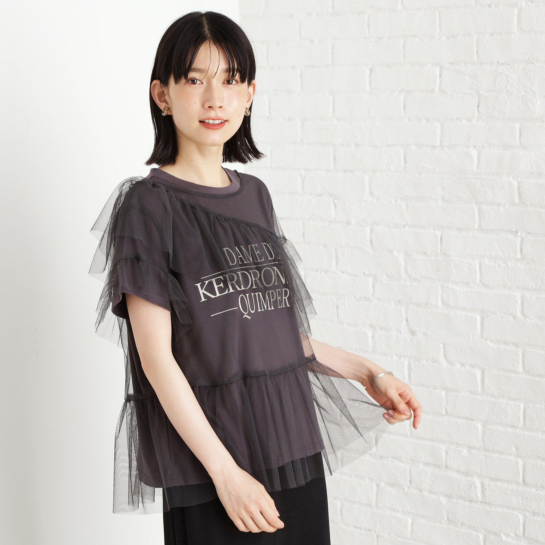 THE SHOP TK「【セットアイテム】チュール&times;ロゴTシャツ/洗える」|Tシャツ・カットソー|スミクロ(018)