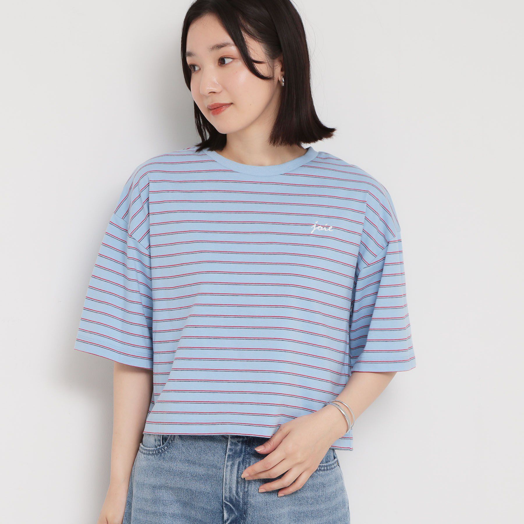 THE SHOP TK「ワンポイント刺繍マルチボーダーTee」|Tシャツ・カットソー|