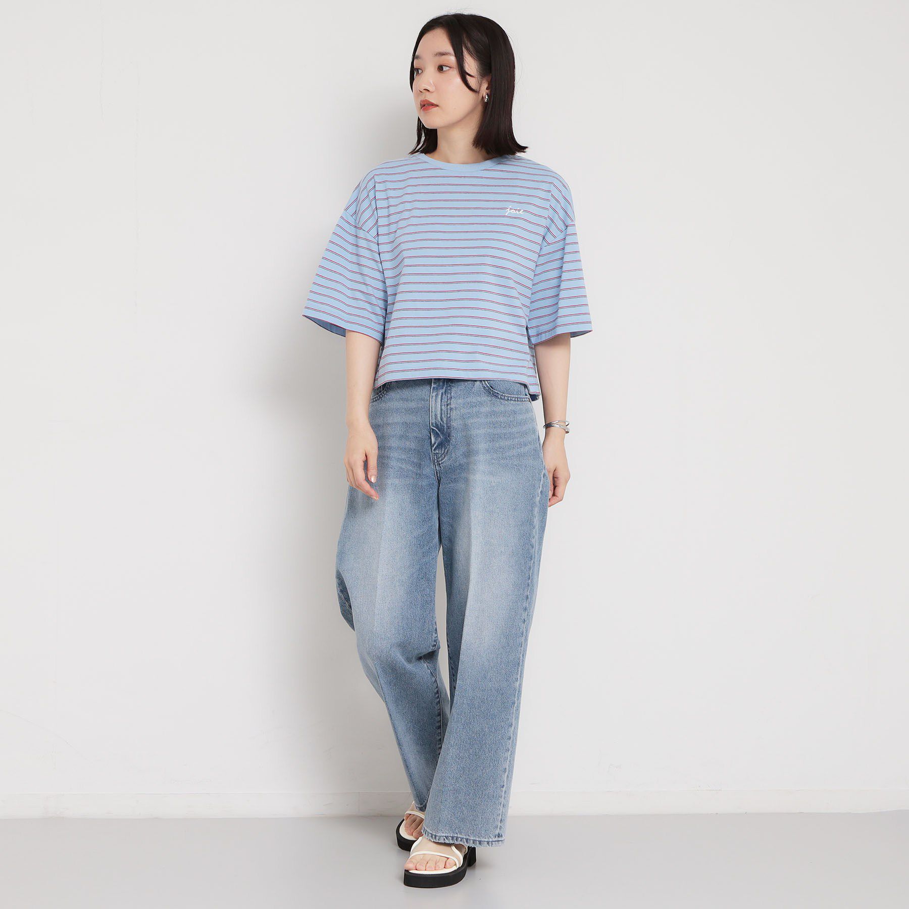 THE SHOP TK「ワンポイント刺繍マルチボーダーTee」|Tシャツ・カットソー|