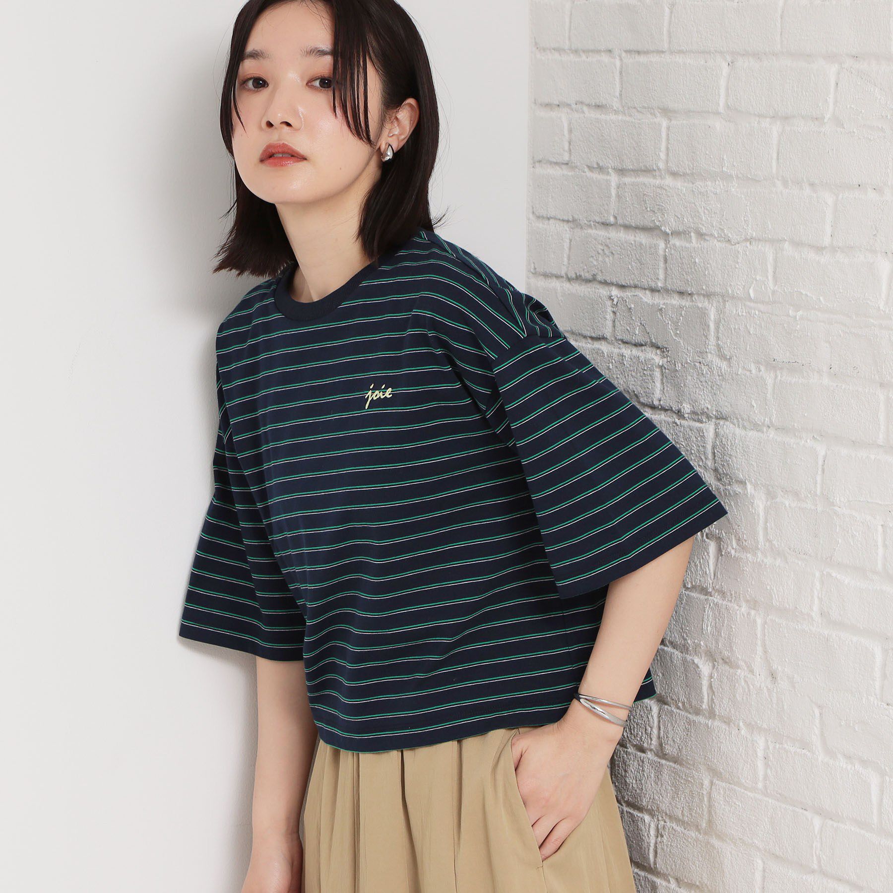 THE SHOP TK「ワンポイント刺繍マルチボーダーTee」|Tシャツ・カットソー|