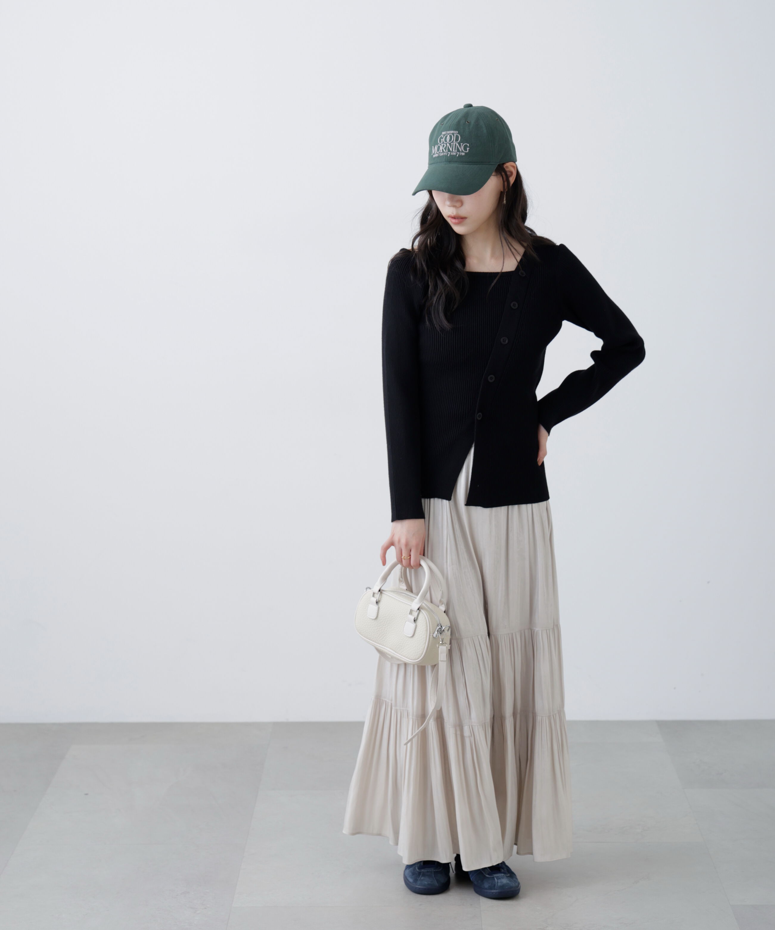  「アシメボタンリブニット」|ニット・セーター|