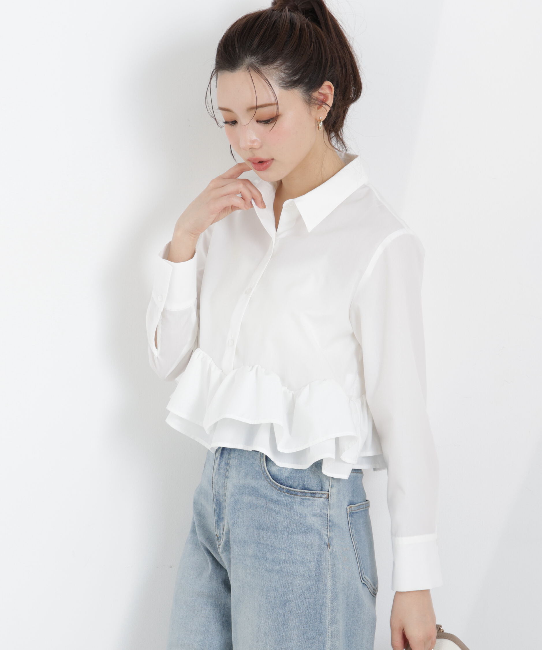 PROPORTION BODY DRESSING「〈a/mie〉ホイップフリルシャツ　26SS」|シャツ・ブラウス|