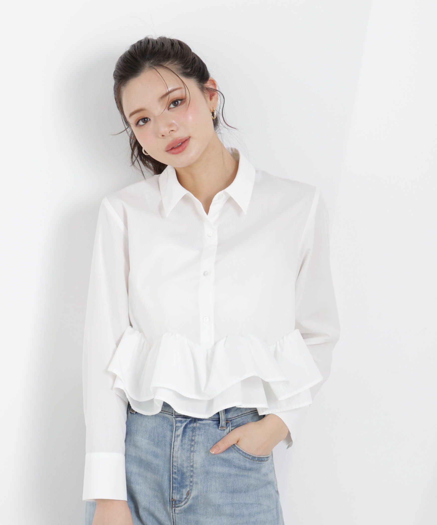 PROPORTION BODY DRESSING「〈a/mie〉ホイップフリルシャツ　26SS」|シャツ・ブラウス|