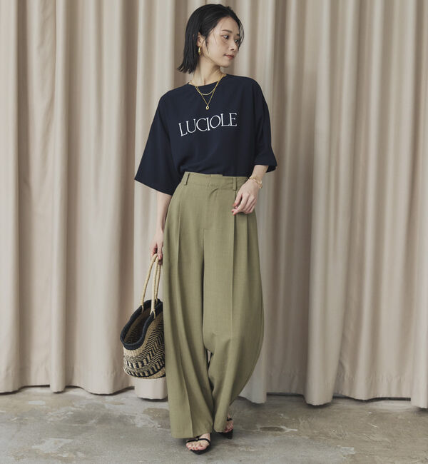 Doux archives「リネンライク２タックワイドパンツ」|チノ|