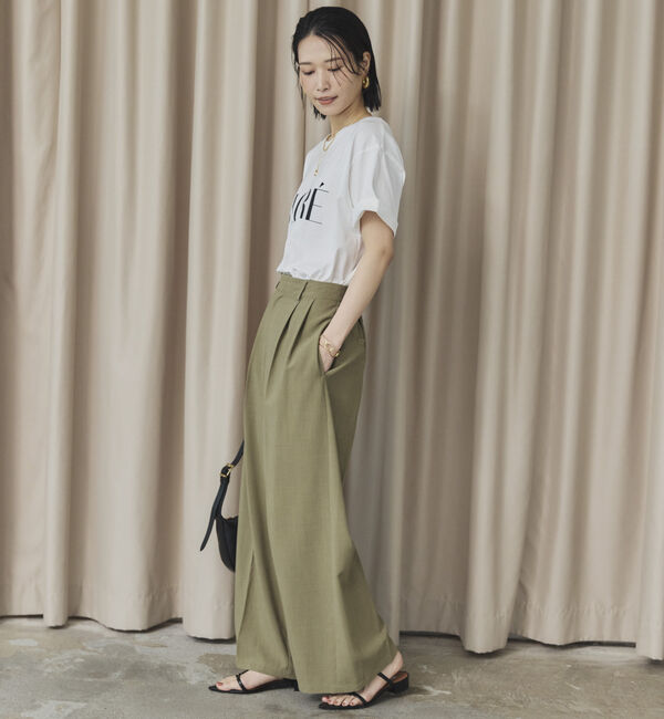 Doux archives「リネンライク２タックワイドパンツ」|チノ|