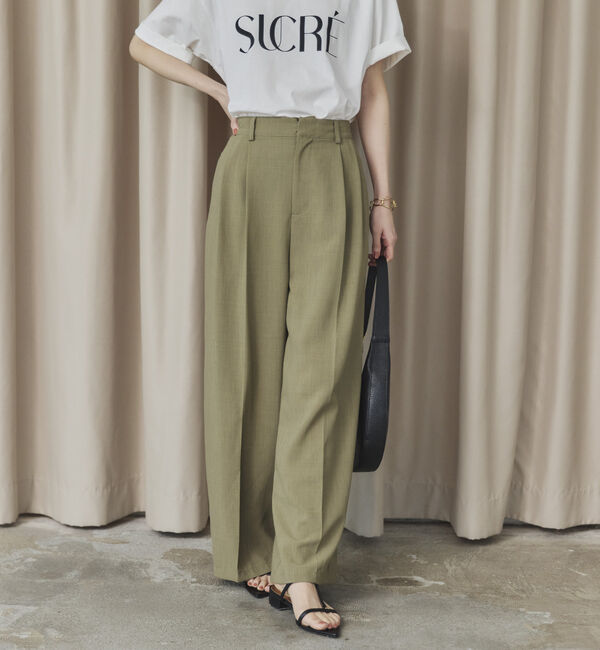 Doux archives「リネンライク２タックワイドパンツ」|チノ|