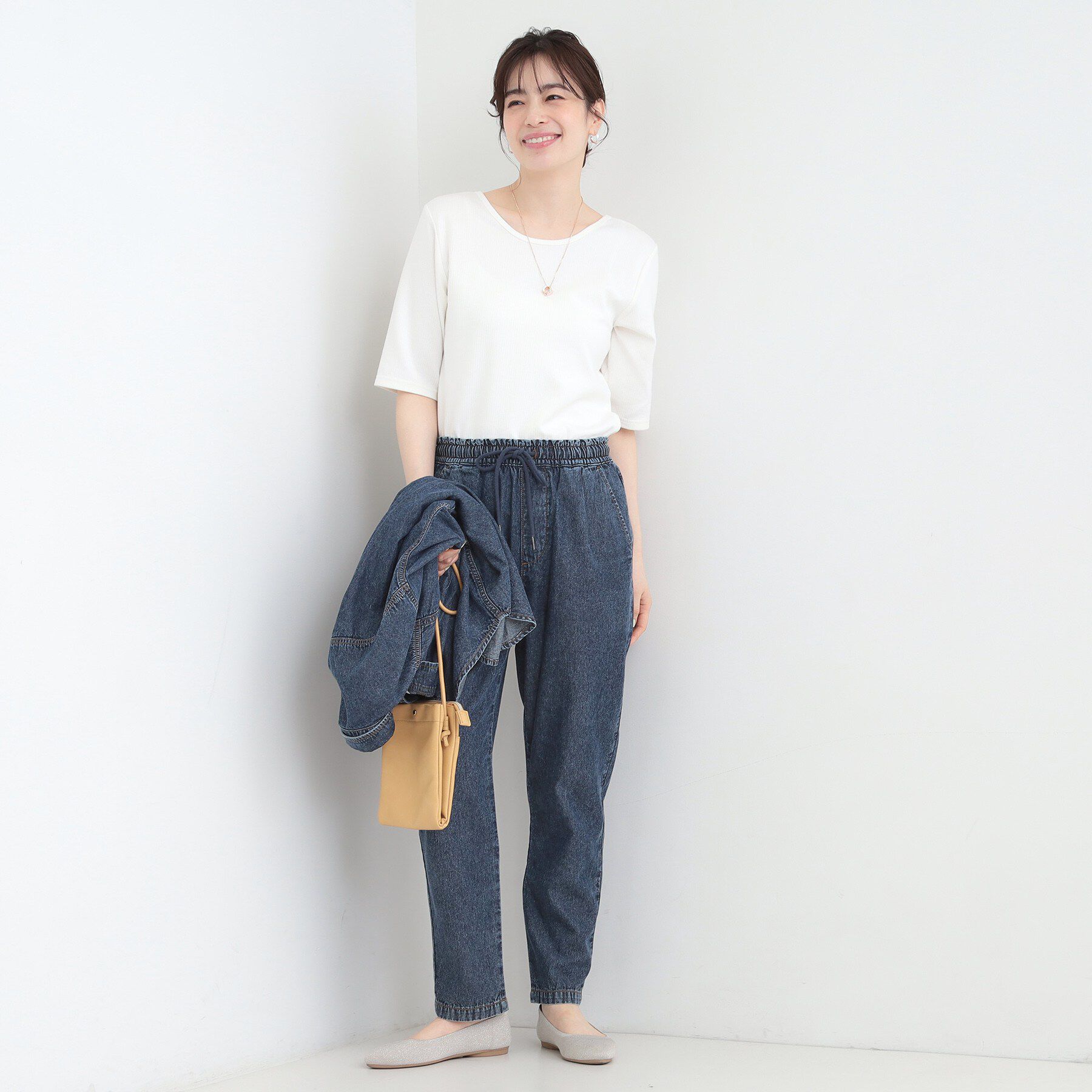 SHOO･LA･RUE「【ネックアソート】裏ひんやりテレコ5分袖トップス」|Tシャツ・カットソー|