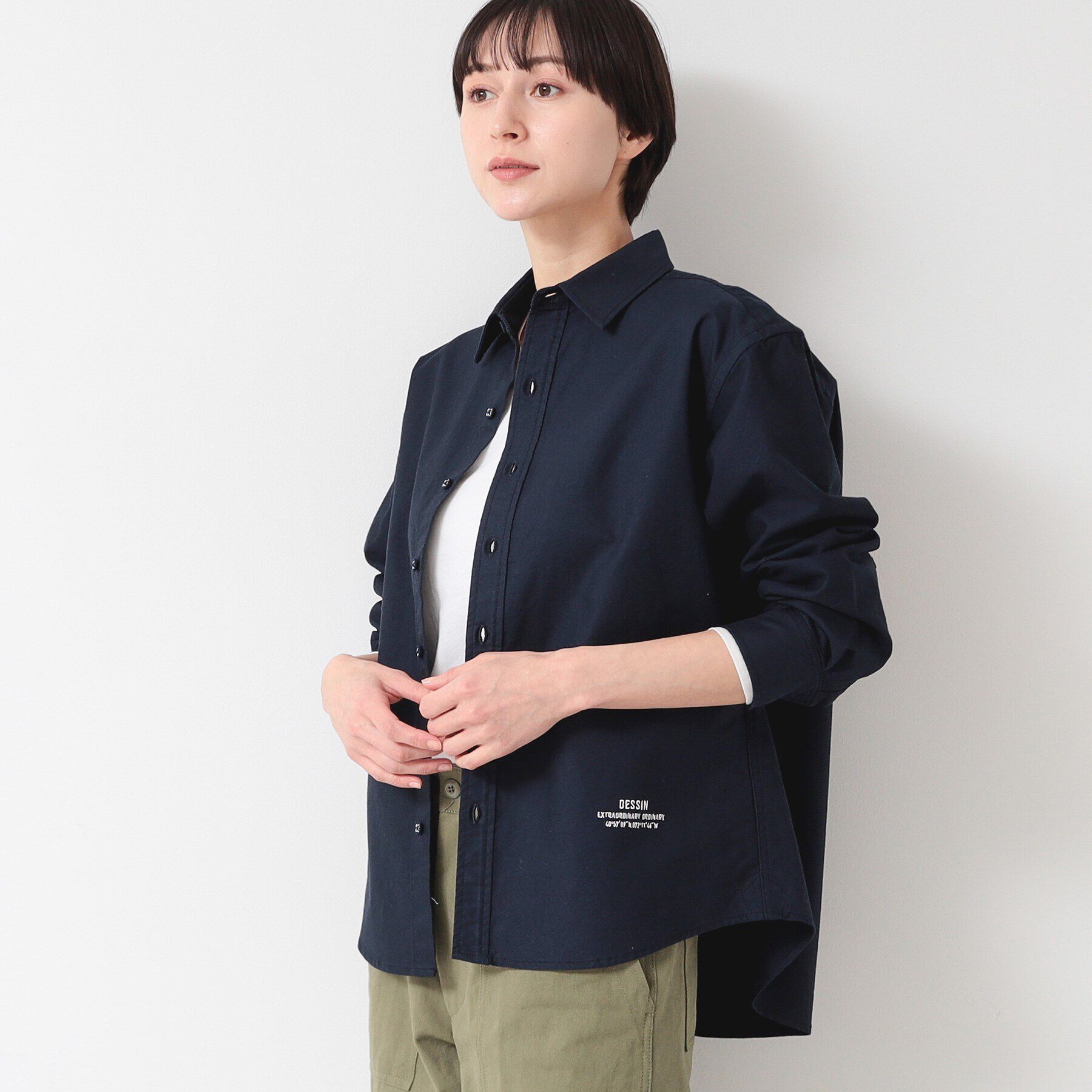 Dessin「【ユニセックス】刺繍入りオックスシャツ」|シャツ・ブラウス|