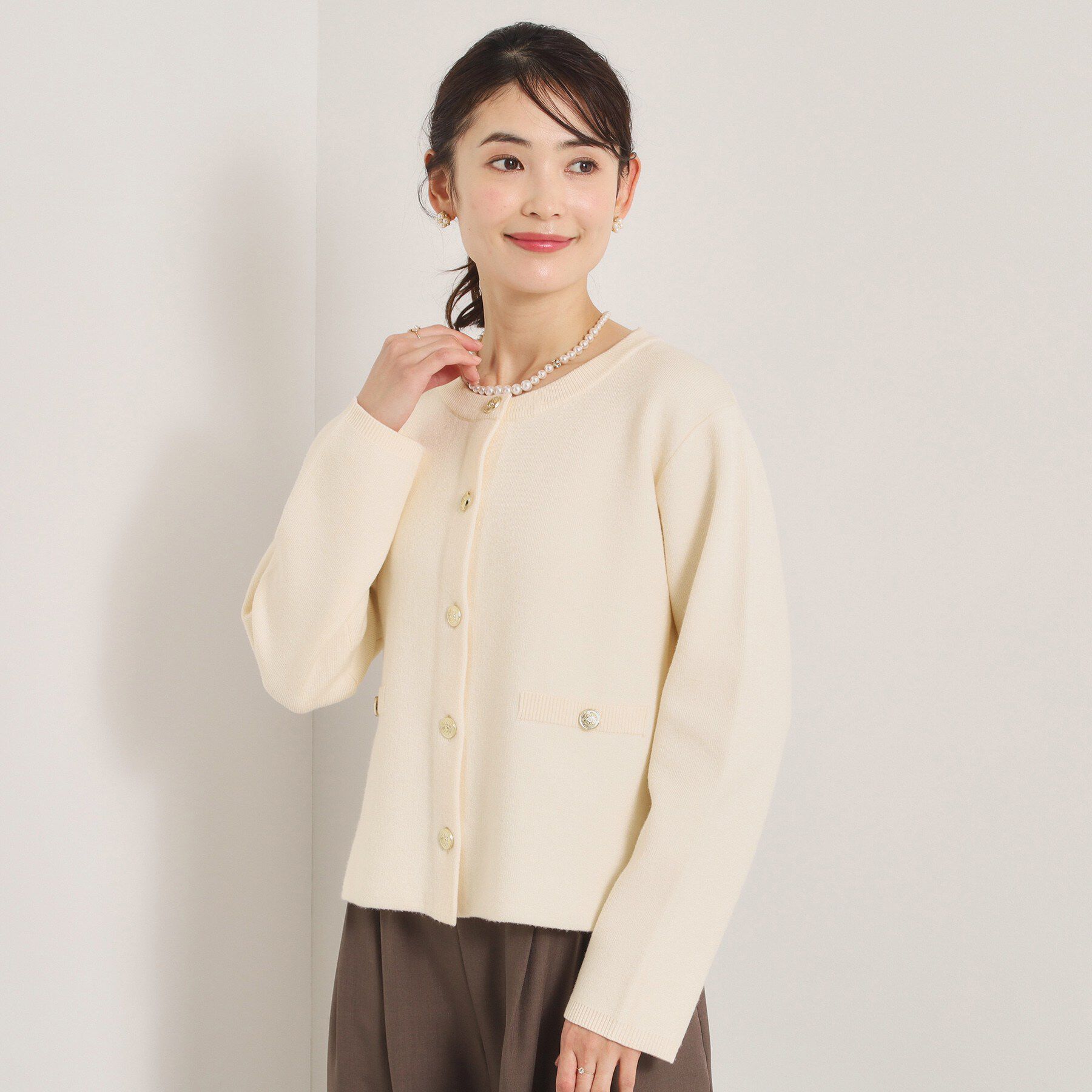 ITS&rsquo;DEMO「【花粉防止／手洗い可】ニットジャケット」|ノーカラージャケット|