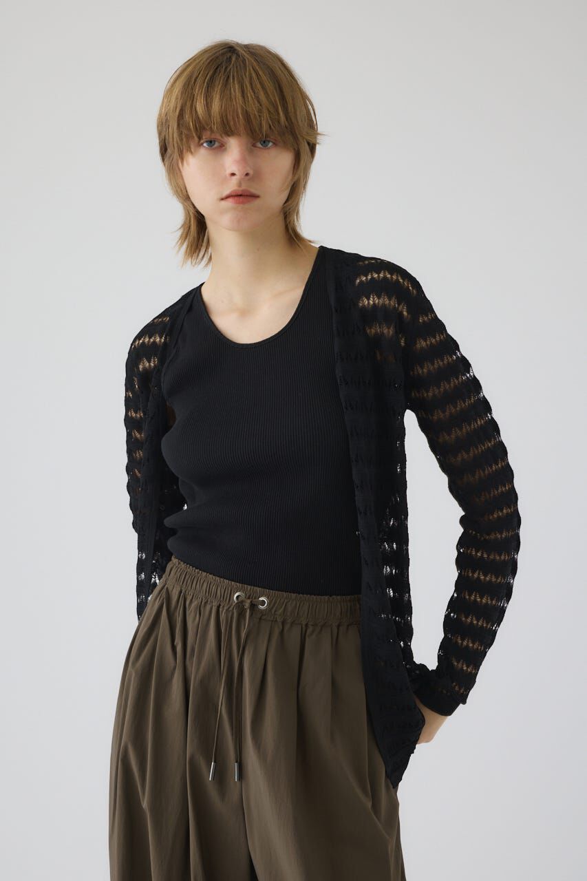 RIM.ARK 「Crochet open knit C/D」|カーディガン|BLK