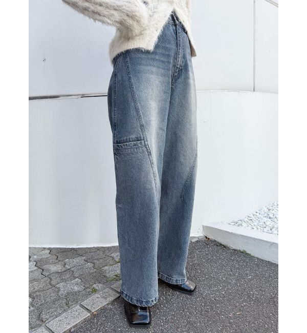 MURUA「パッチポケットバレルレッグデニム」|デニム|ブルー