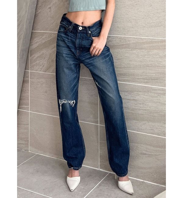 GYDA「ハイウエスト HIGH-END STRAIGHT SLIM デニムパンツ」|デニム|