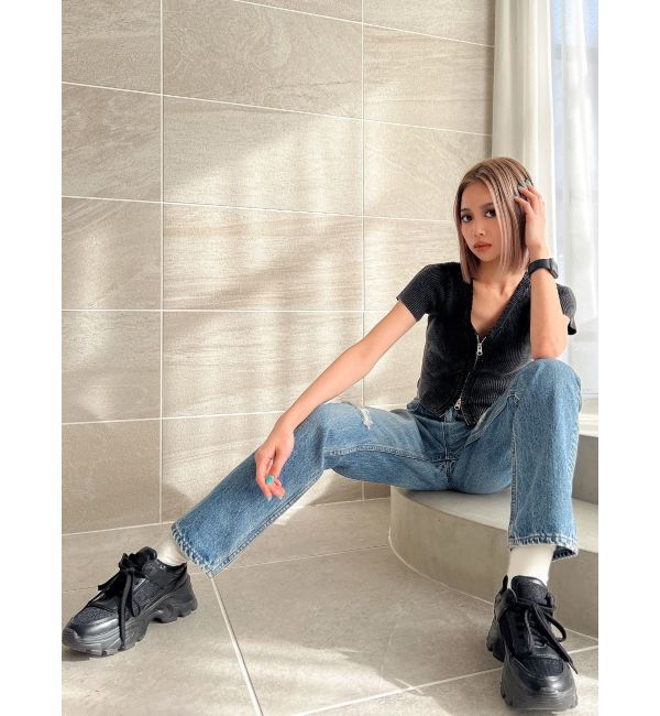 GYDA「ハイウエスト HIGH-END STRAIGHT SLIM デニムパンツ」|デニム|