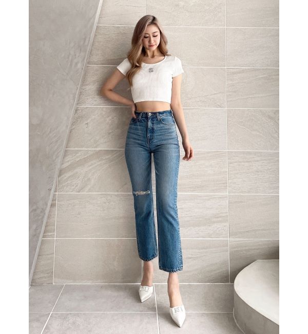 GYDA「ハイウエスト HIGH-END STRAIGHT SLIM デニムパンツ」|デニム|