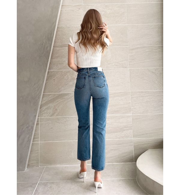 GYDA「ハイウエスト HIGH-END STRAIGHT SLIM デニムパンツ」|デニム|