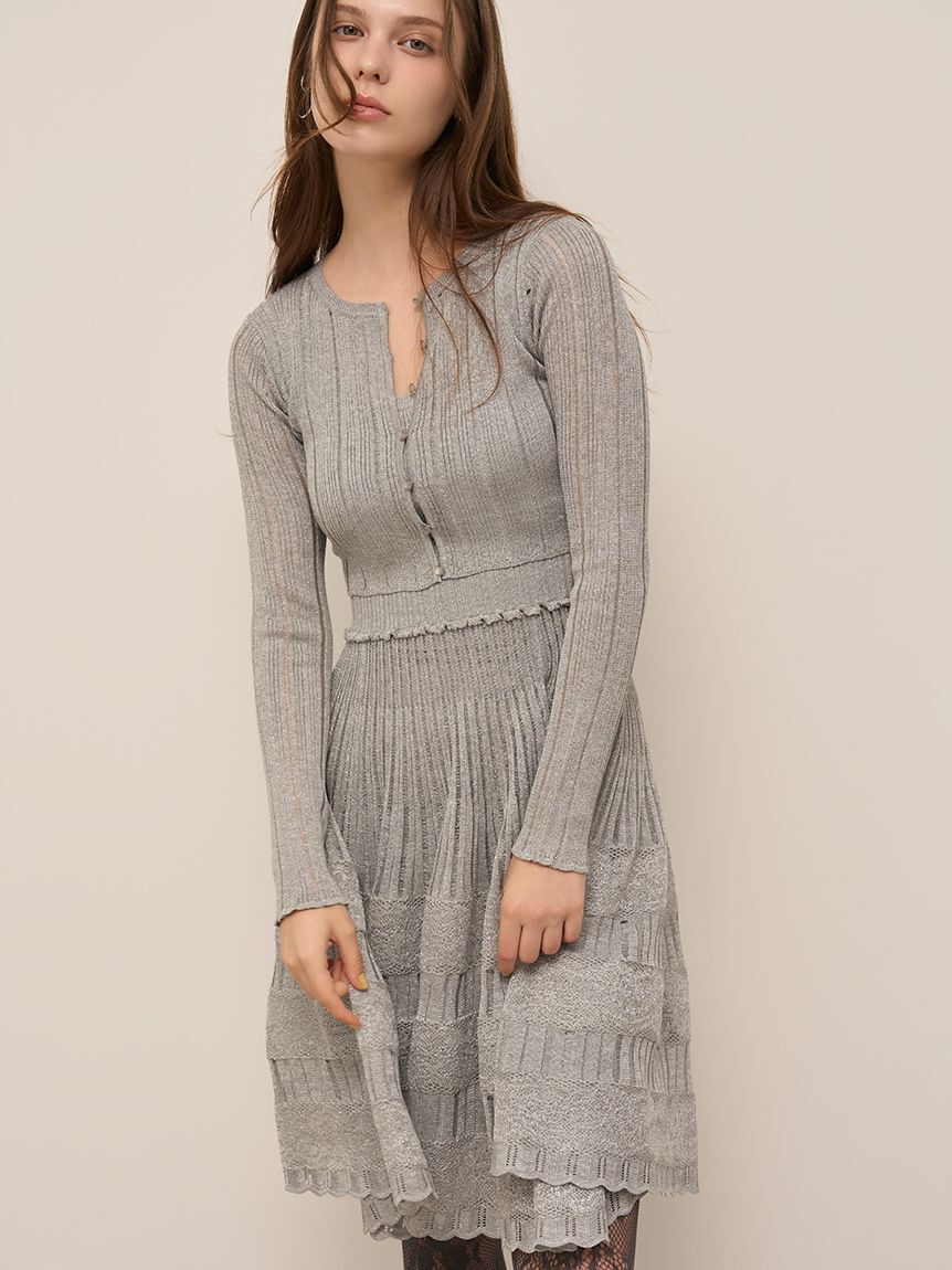 SNIDEL「レースクロシェカーデセットワンピース」|ワンピース|GRY