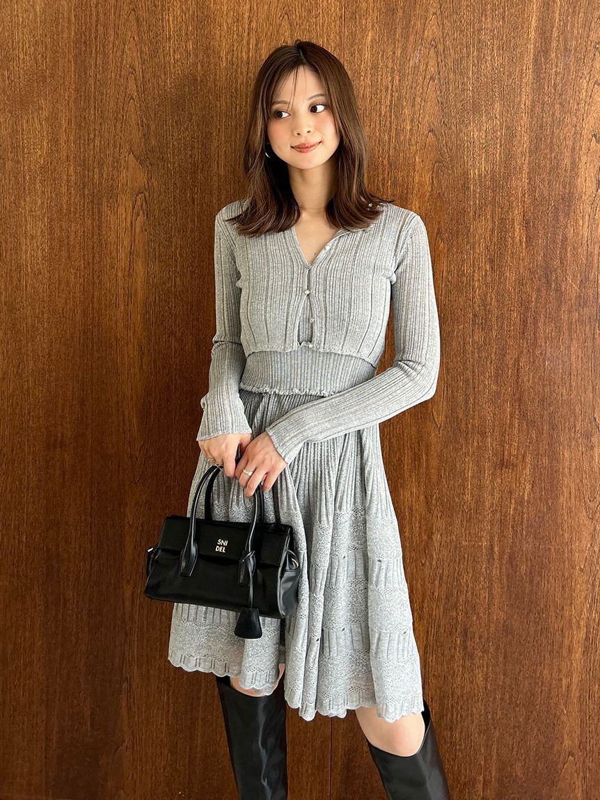 SNIDEL「レースクロシェカーデセットワンピース」|ワンピース|