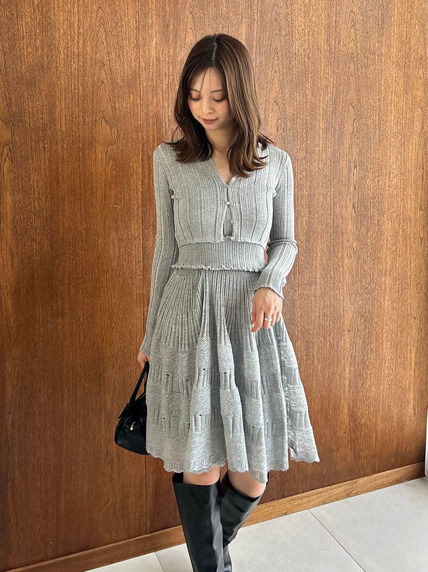 SNIDEL「レースクロシェカーデセットワンピース」|ワンピース|