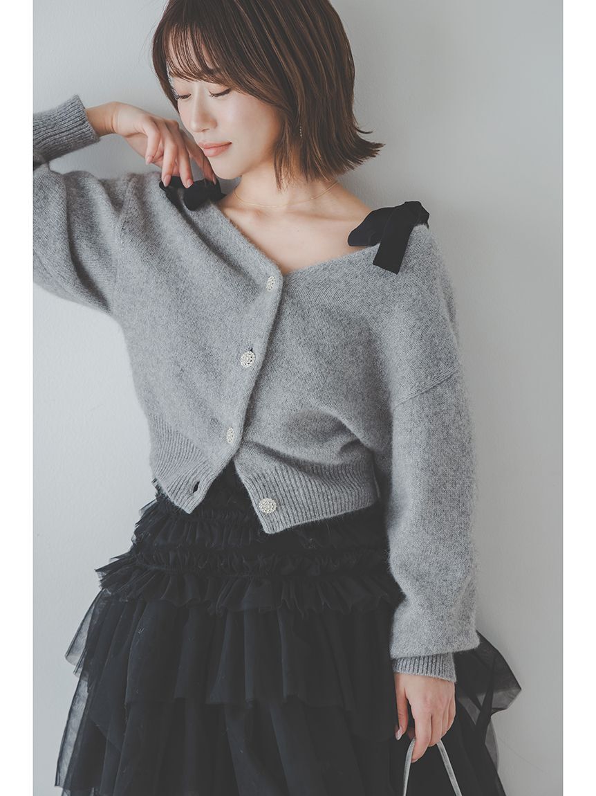 SNIDEL「フォックスビジューカーディガン」|カーディガン|GRY