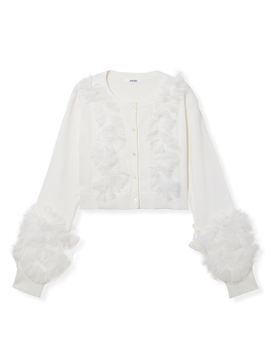 SNIDEL「UVカットチュールドッキングニットカーディガン」|カーディガン|