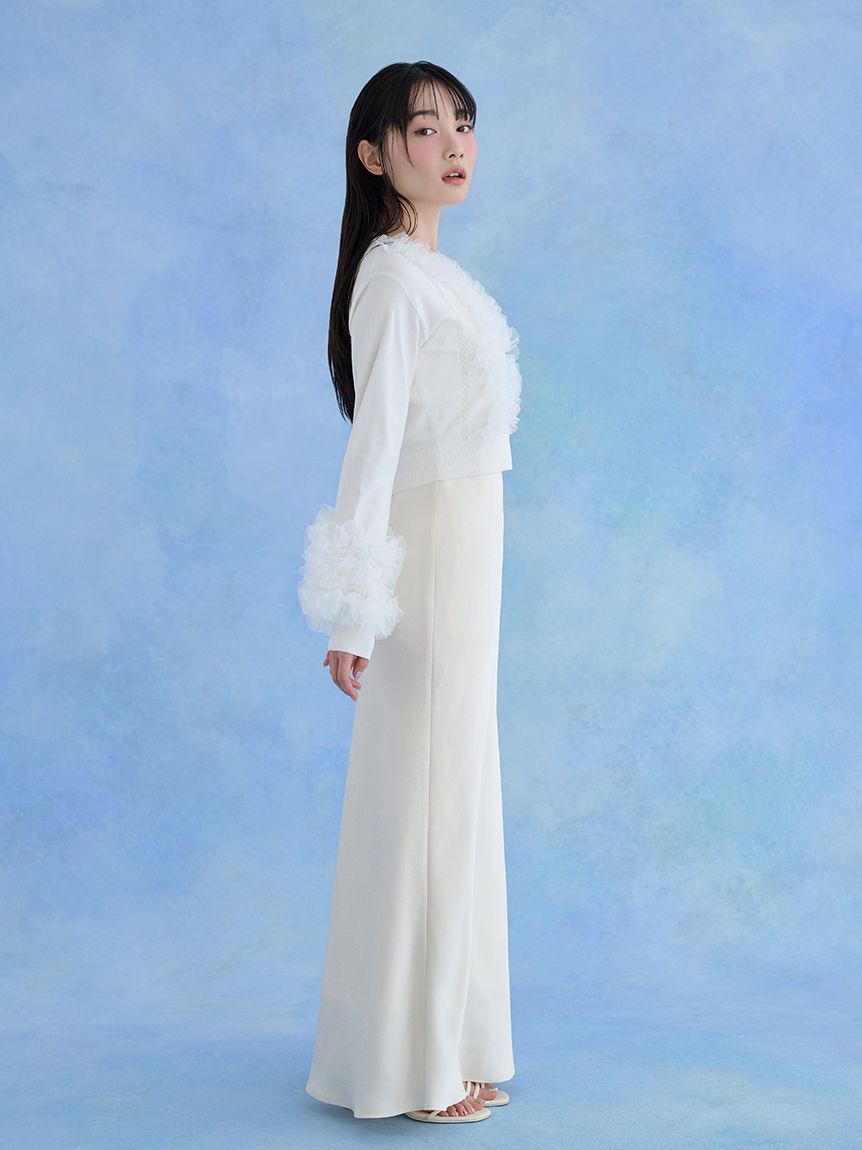 SNIDEL「UVカットチュールドッキングニットカーディガン」|カーディガン|