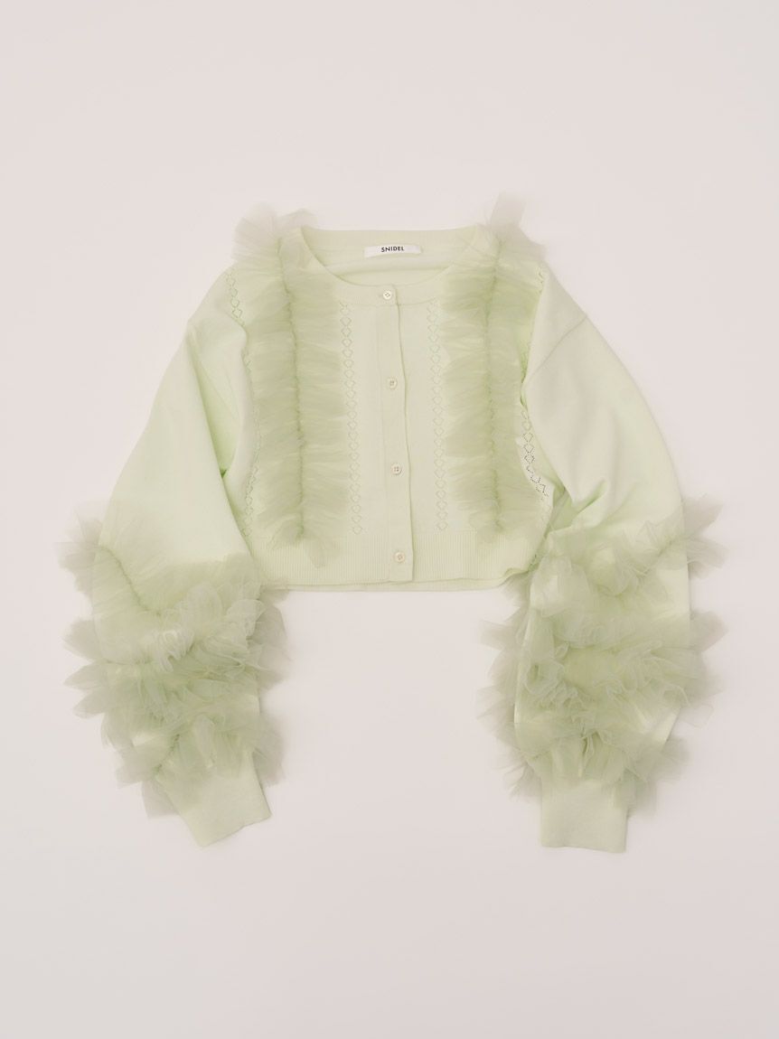 SNIDEL「UVカットチュールドッキングニットカーディガン」|カーディガン|