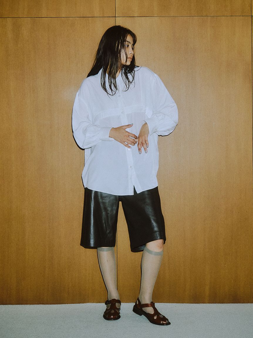 styling/「【セットアップ対応】ラムレザーハーフパンツ」|その他|BLK