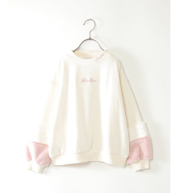 ikka kids「袖フェイクファー刺繍裏毛プルオーバー（120~160cm）」|Tシャツ・カットソー|オフホワイト