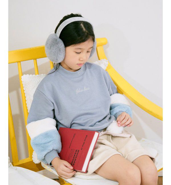 ikka kids「袖フェイクファー刺繍裏毛プルオーバー（120~160cm）」|Tシャツ・カットソー|