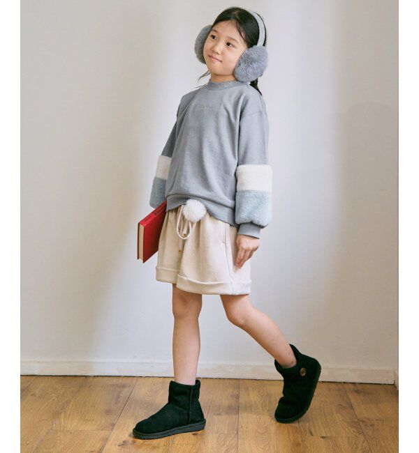 ikka kids「袖フェイクファー刺繍裏毛プルオーバー（120~160cm）」|Tシャツ・カットソー|