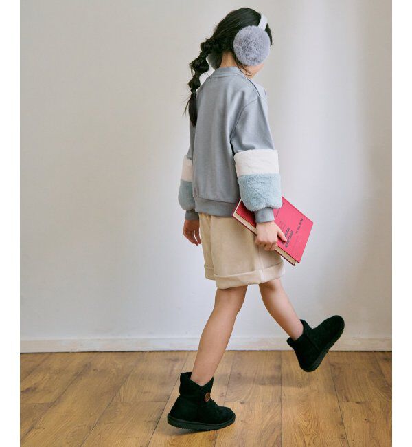 ikka kids「袖フェイクファー刺繍裏毛プルオーバー（120~160cm）」|Tシャツ・カットソー|