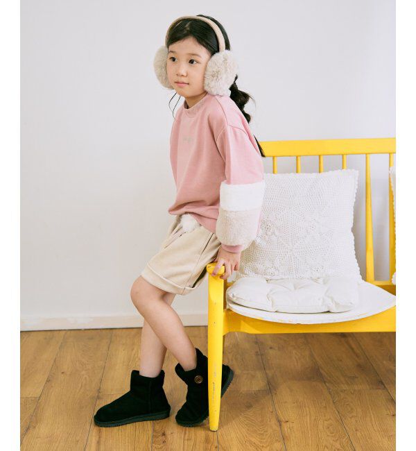 ikka kids「袖フェイクファー刺繍裏毛プルオーバー（120~160cm）」|Tシャツ・カットソー|